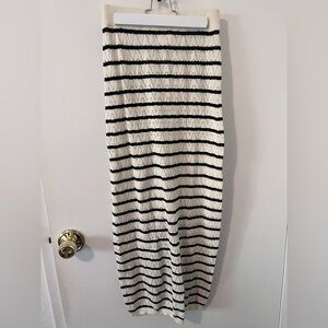 Hersy Knit Sweater Maxi Skirt Black & White Striped Cotton Size Small